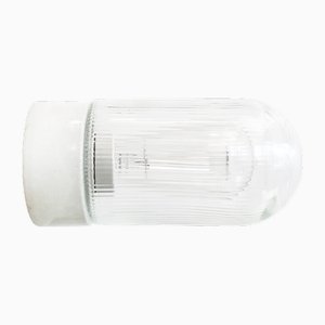French Porcelain and Clear Striped Glass Sconce