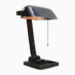Vintage Industrial Black Enamel Bankers Desk Light