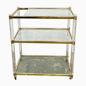 Vintage Brass and Acrylic Glass Trolley