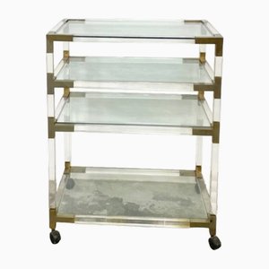 Vintage Glass & Brass Serving Cart