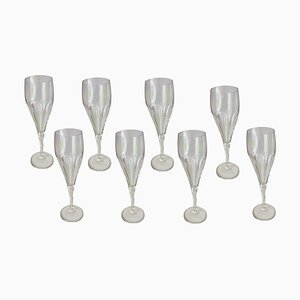 Vintage French Champaign Flûte Glasses in Crystal, 1940, Set of 8