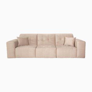 Fabric 4-Seater Sofa in Beige Velvet Upholstery from IconX Studios