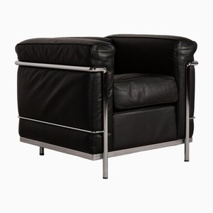 Vintage LC 2 Armchair in Black Leather by Le Corbusier for Cassina