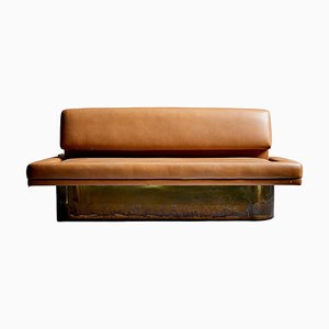 Finnisches Sofa aus Hellbraunem Kunstleder von Leena Kolinen, 1960er