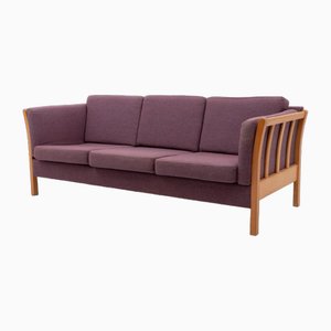 Dänisches Vintage 3-Sitzer Sofa aus Aubergine Wolle