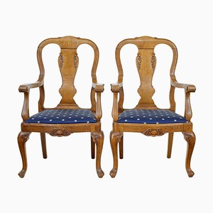 Carved Oak Armchairs, 1890s, Set of 2