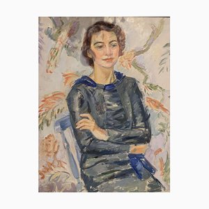 Swedish Artist, Portrait of a Lady with Leafy Background, 1938, Oil Painting