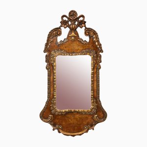 George II Style Walnut and Gilt Wall Mirror, 1890s