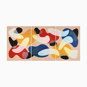Ryan Rivadeneyra, Modernist Primary Tones Triptych, 2023, Acrylic on Paper