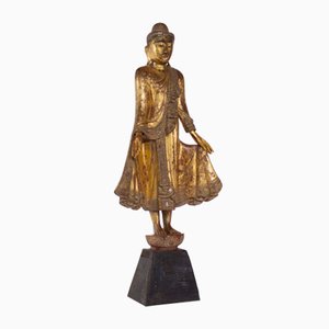 Artiste Birman, Sculpture Bouddha Mandalay, 19ème Siècle, Bois