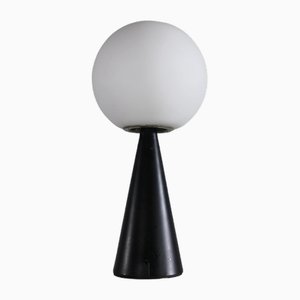 Bilia Table Lamp in Black Metal and Opaline Glass by Gio Ponti for Fontana Arte, 1968