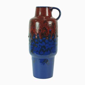 Vintage Fat Lava Vase in Blau und Rot