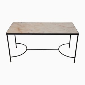 Vintage Coffee Table in Marble and Black Lacquered Metal, 1950