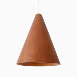 Moderne Mid-Century Hängelampe aus Teak, 1960er