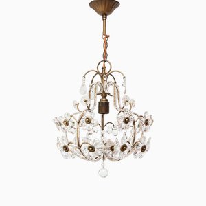 Italian Chandelier with Flores Crystal, 1980s