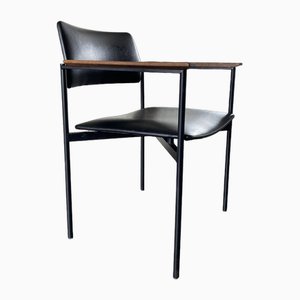 Sedia da scrivania Mid-Century moderna in teak e acciaio nero, anni '50