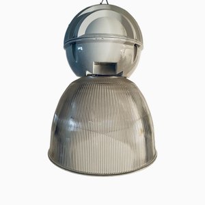 Industrielle Lampe aus Glas & Metall von Holophane, 1980er