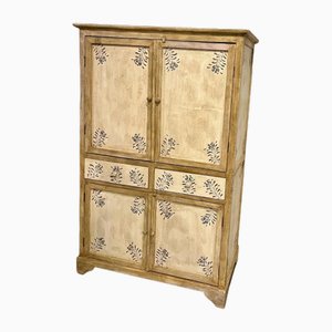 Vintage Wooden Cabinet with Hand-Painted Drawings
