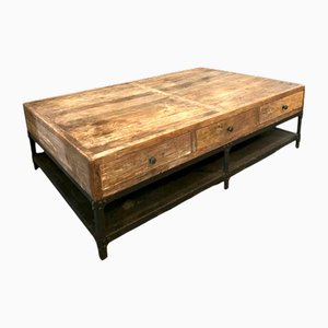 Vintage Industrial Style Table in Recycled Wood and Iron