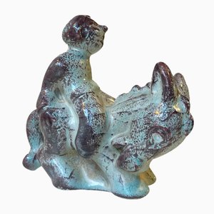 Ceramic Boy on Donkey Figurine from Michael Andersen & Son, 1950s