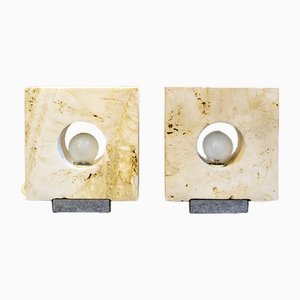 Travertine Table Lamps by Giuliano Cesari for Nucleo Sormani, 1970s, Set of 2