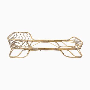 Rattan Single Bed in Bamboo and Wicker attributed to Gio Ponti, Italy, 1950s
