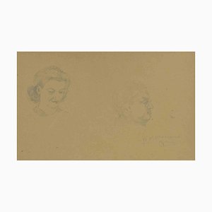 Augusto Monari, Portraits, Pencil Drawing, Early 20th Century