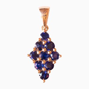 Modern Pendant in 9k Yellow Gold with Synthetic Sapphires