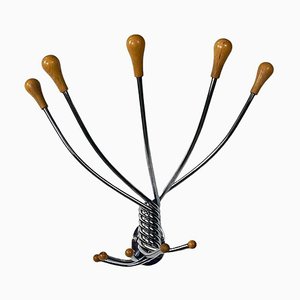 Perchero de pared italiano moderno de acero que se puede cerrar atribuido a DDL Group, Zanotta, 1991