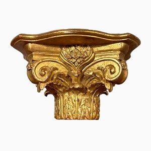 Capitelli corinzi in legno dorato, set di 2