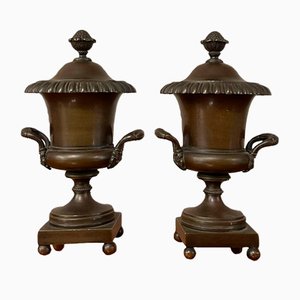 Bronze Medici Vases, Set of 2