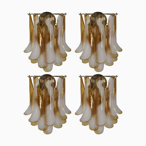 Italian Milk and Honey Murano Sconces, 1970s, Set of 4