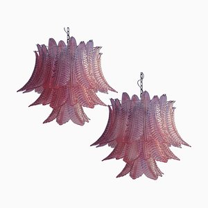 Lámparas de araña italianas de cristal de Murano Felci, años 80. Juego de 2