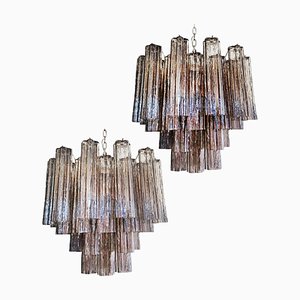 Murano Glass Tube Chandeliers, 2000, Set of 2