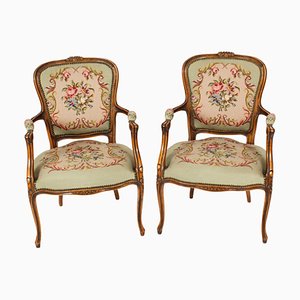 Vintage French Louis XV Revival Armchairs, 1950s, Set of 2