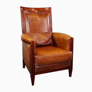 Art Deco Armchair in Sheep Leather