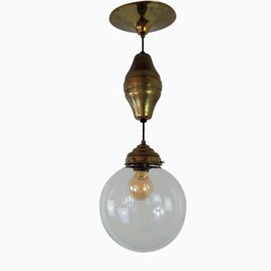 Brutalist Ceiling Lamp in Brass, 1920s