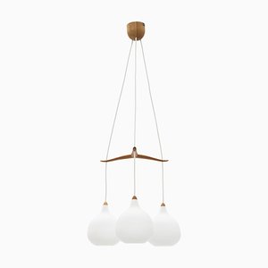 Suspension en Chêne et Verre par Uno & Östen Kristiansson pour Luxus Vittsjö, Suède, 1960s