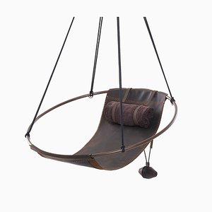 Oil Dyed Genuine Leather Sling Hanging Chair from Studio Stirling