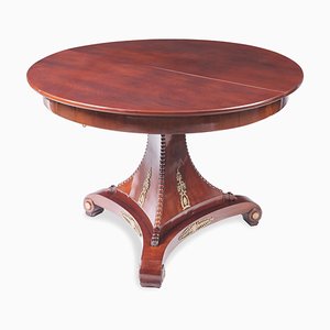 Table de Salon Ronde à Rallonge en Acajou, France, 1820s-1830s