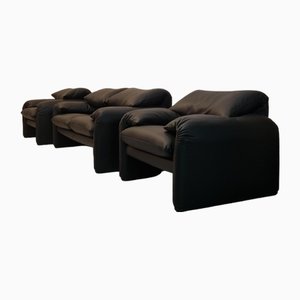 Canapé et Fauteuils Maralunga par Vico Magistretti pour Cassina, 1973, Set de 3