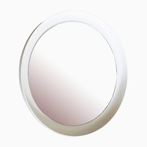 Runder weißer Spiegel mit Kunststoffrahmen, 1970er