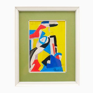 Aldo Gentilini, Composition, Mixed Media on Masonite, 1970s, Framed