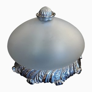 Lampada da soffitto vintage con paralume in vetro opaco, anni '70