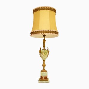 Large Vintage French Onyx & Gilt Metal Table Lamp, 1930s