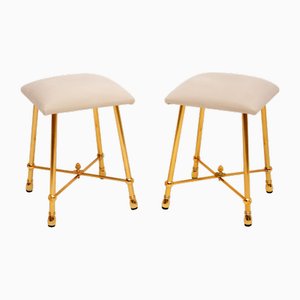 Vintage French Brass Stools, 1970s, Set of 2