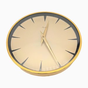 Mid-Century Brass Wall Clock from Mauthe, Germany, 1950s