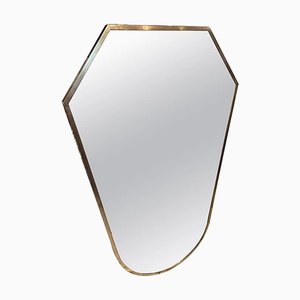 Mid-Century Italian Modern Brass Wall Mirror in the style of Gio Ponti, 1950s