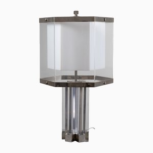 Lampada da tavolo grande in vetro acrilico attribuita a Gaetano Sciolari, anni '70