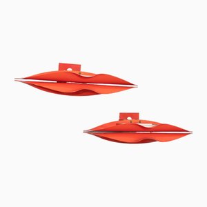 Metal Lip Wall Lamps, Italy, 1980s, Set of 2